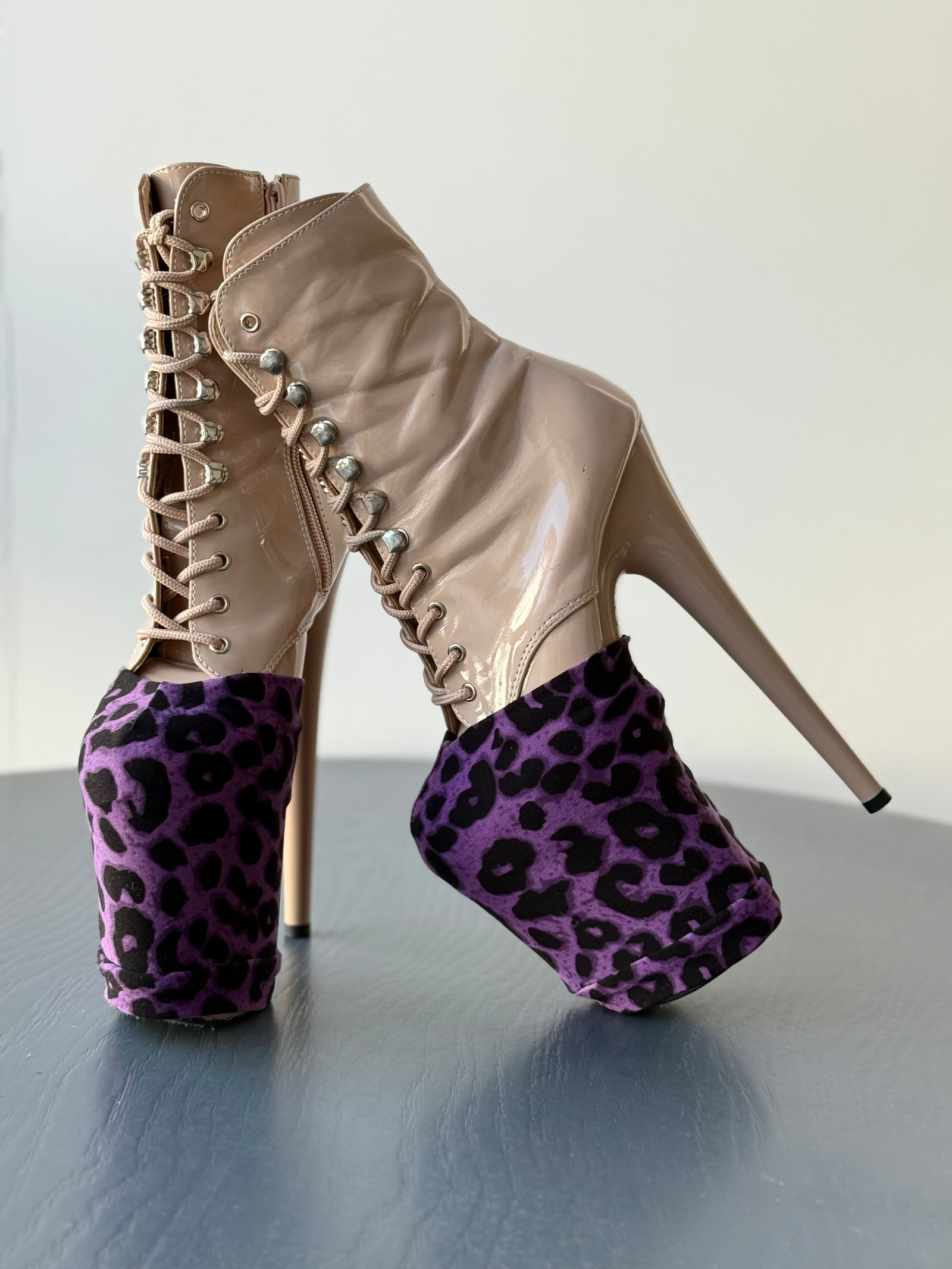 leopard printed platform heels
