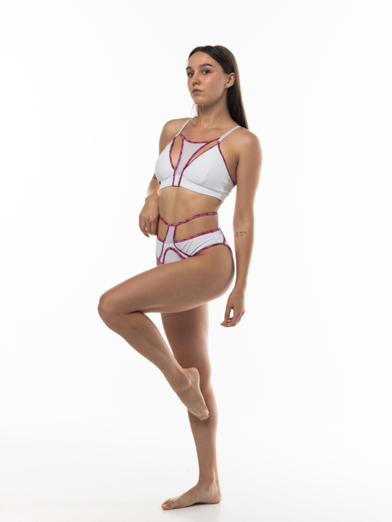 COMBO Set – Mesh Cutout Top and Strappy High-Waisted Shorts for Pole Dance, Fitness & Performance