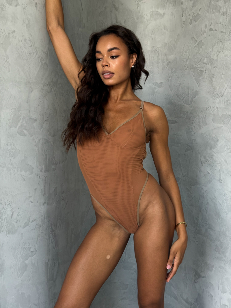 Sheer Mesh Bodysuit – Sculpting Open-Back Dancewear