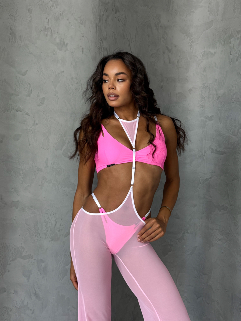Sheer Flare Pants Set – 3-Piece Pole Dance Outfit for Heels