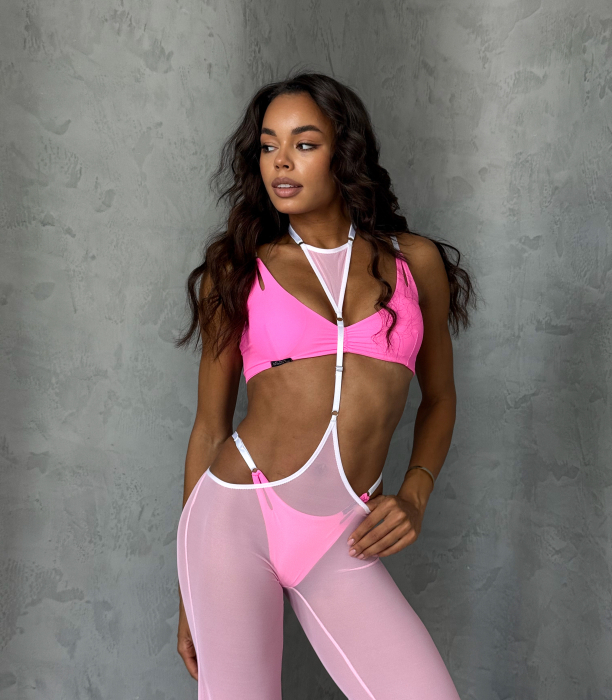 Sheer Flare Pants Set – 3-Piece Pole Dance Outfit for Heels